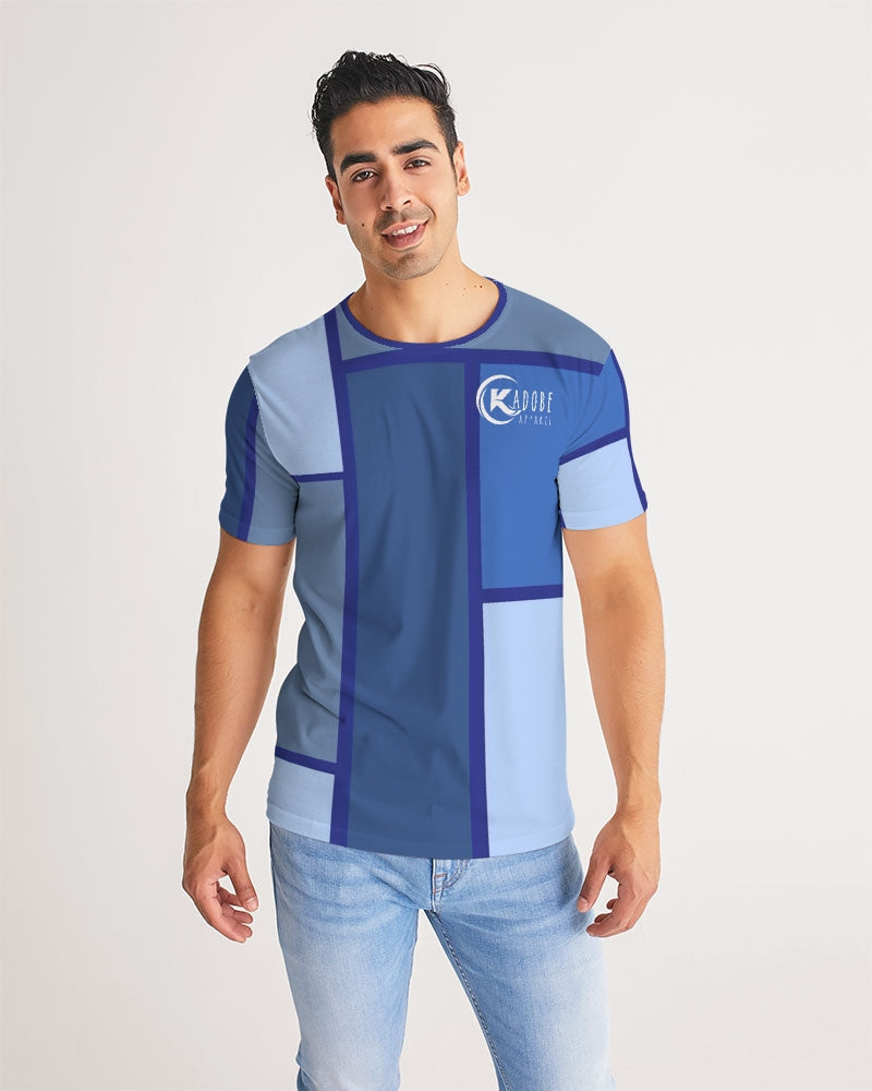 Exclusive Kadobe Abstract Blue Boxes Short Sleeve Crew Neck T Shirt