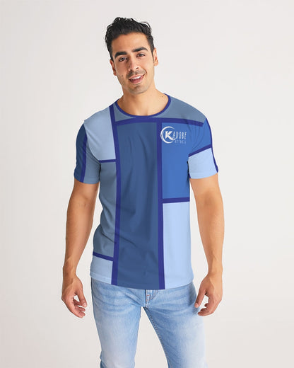 Exclusive Kadobe Abstract Blue Boxes Short Sleeve Crew Neck T Shirt