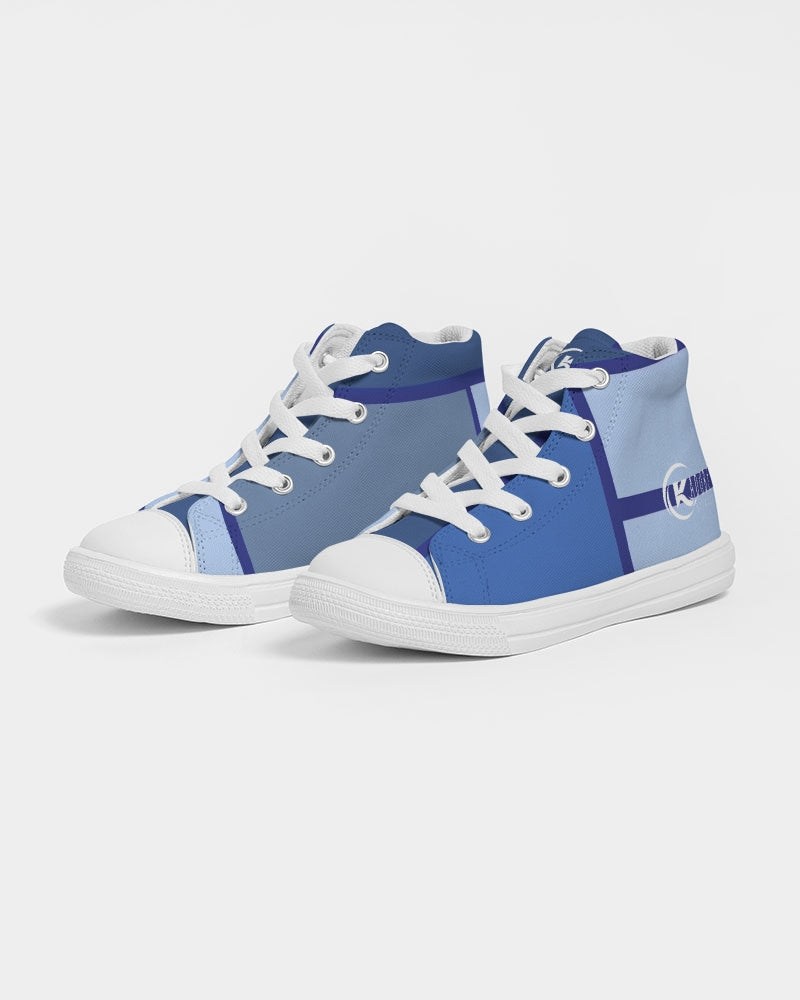 Exclusive Kadobe Abstract Blue Boxes Kids High-Top Canvas Shoe