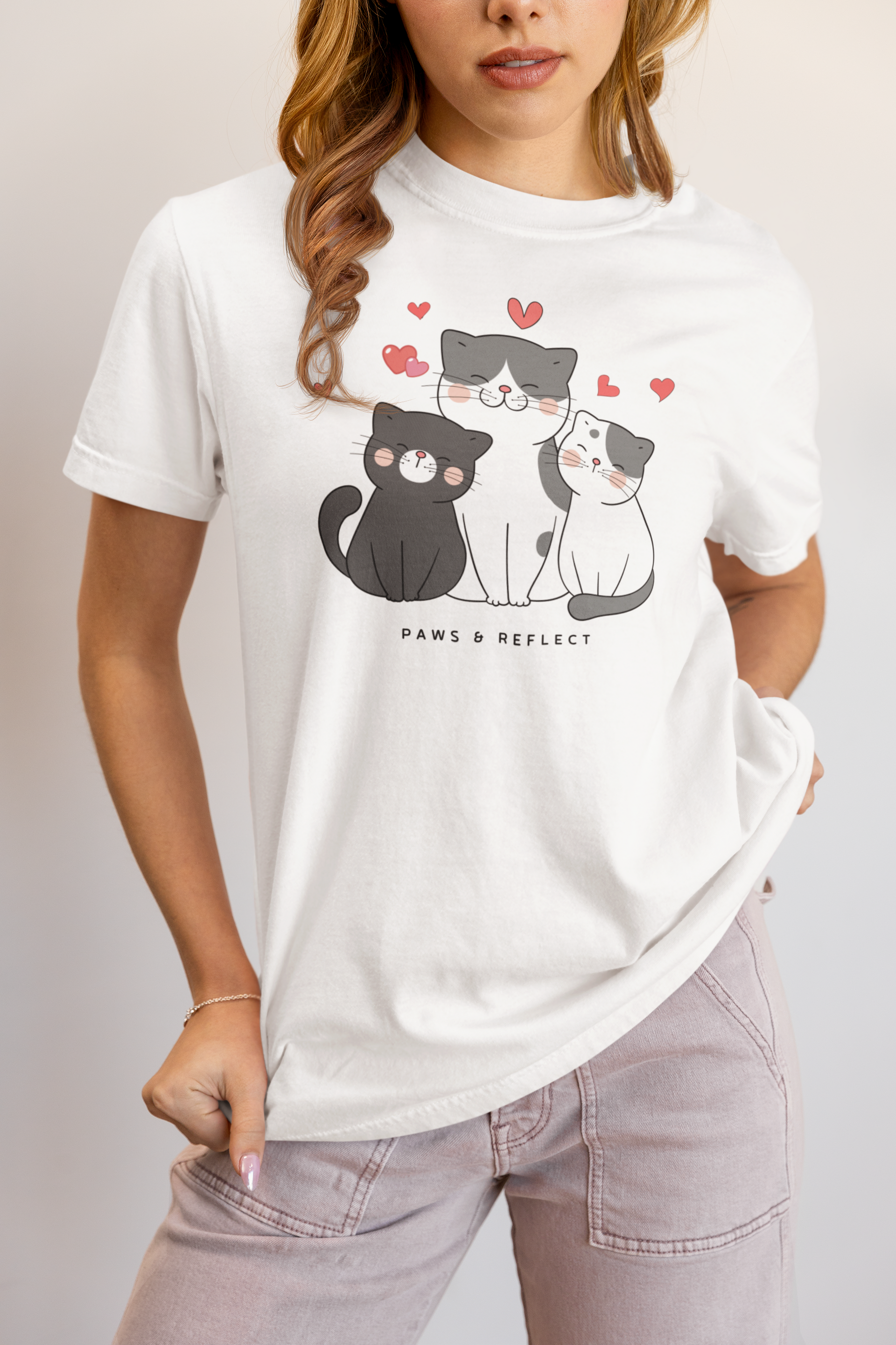 Heartwarming Cat Lover Paws & Reflect Women's Tee