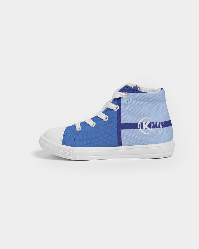 Exclusive Kadobe Abstract Blue Boxes Kids High-Top Canvas Shoe