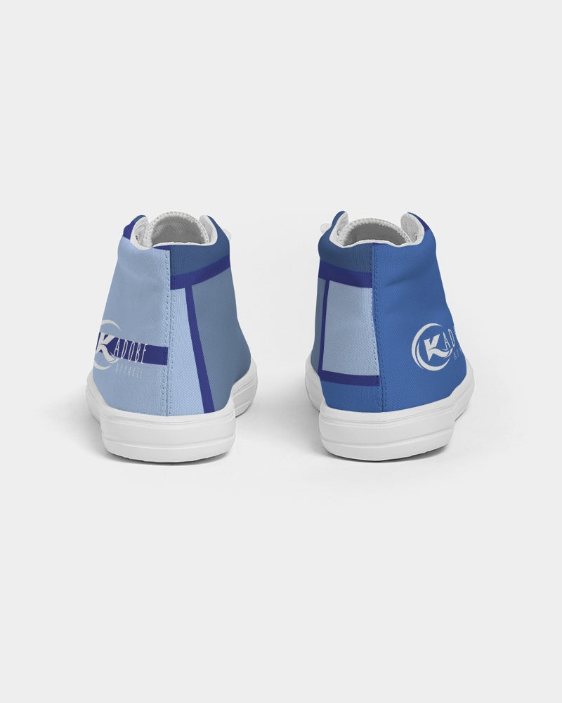 Exclusive Kadobe Abstract Blue Boxes Kids High-Top Canvas Shoe