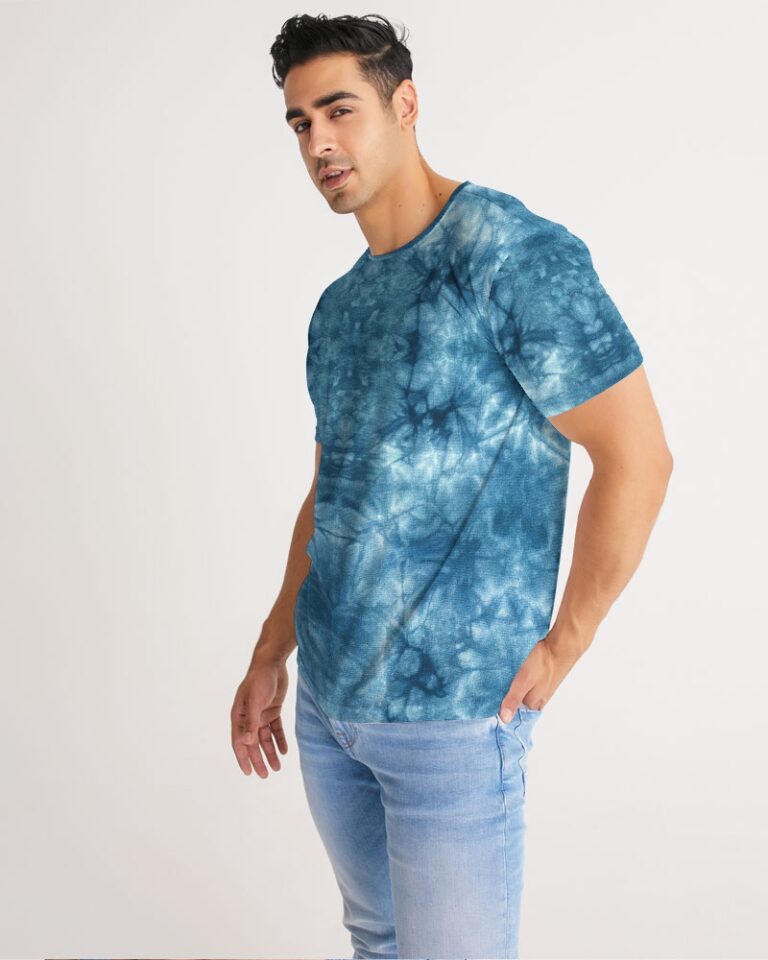 Kadobe Blue Denim Tie Dye Short Sleeve Crew Neck T Shirt