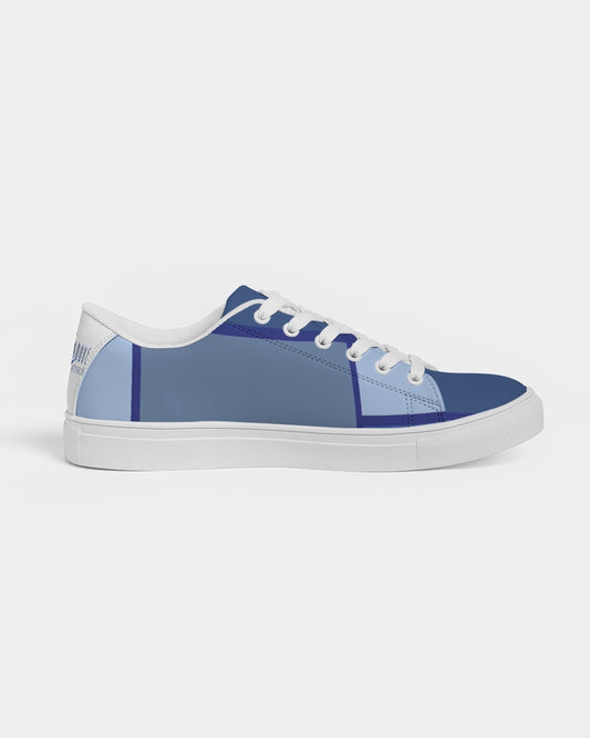 Exclusive Kadobe Abstract Blue Boxes Men’s Faux-Leather Sneaker