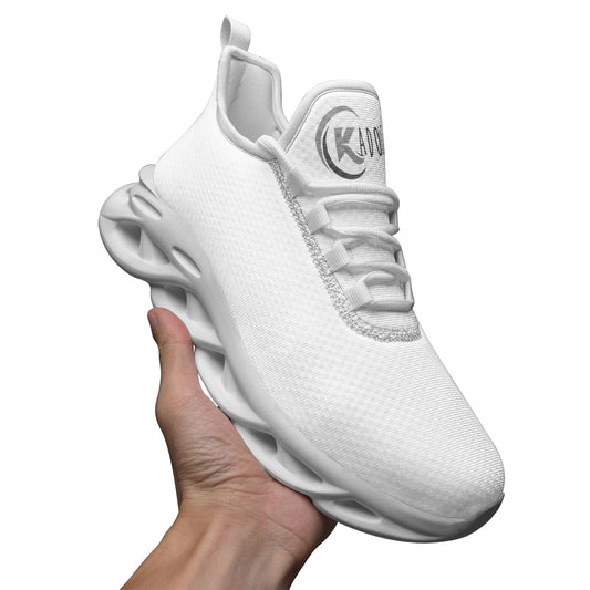 Kadobe Unisex White Snow Bounce Mesh Knit Sneakers