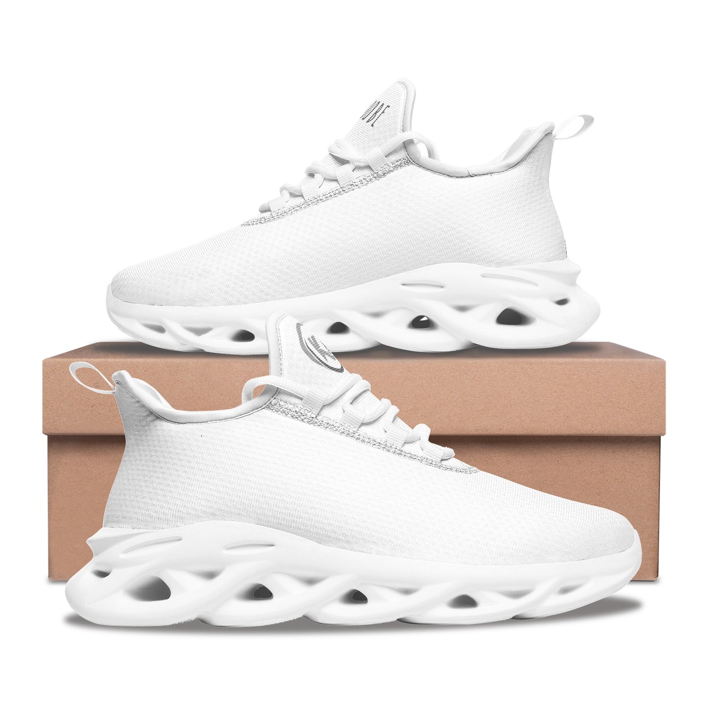 Kadobe Unisex White Snow Bounce Mesh Knit Sneakers