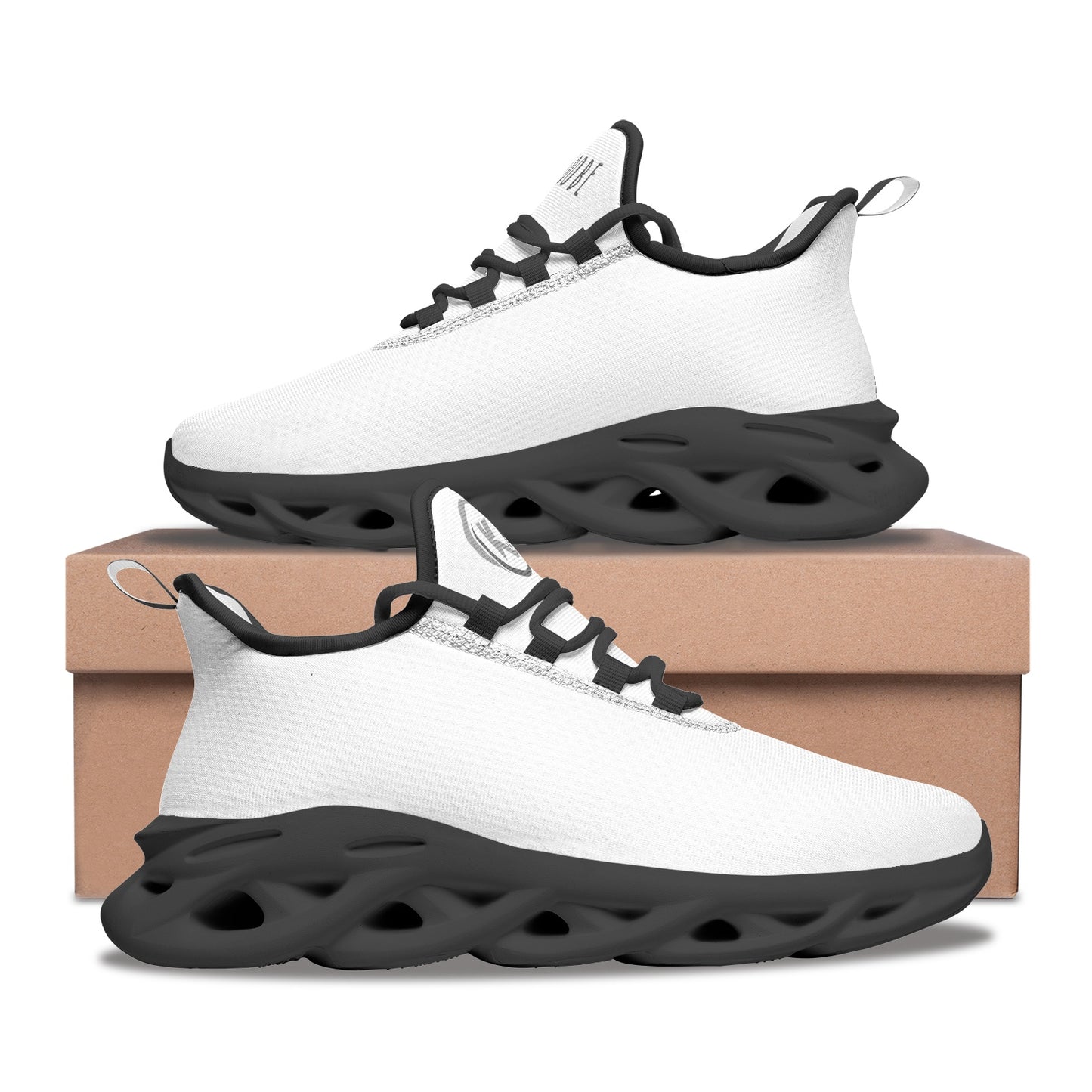 Kadobe Unisex White Snow Bounce Mesh Knit Sneakers