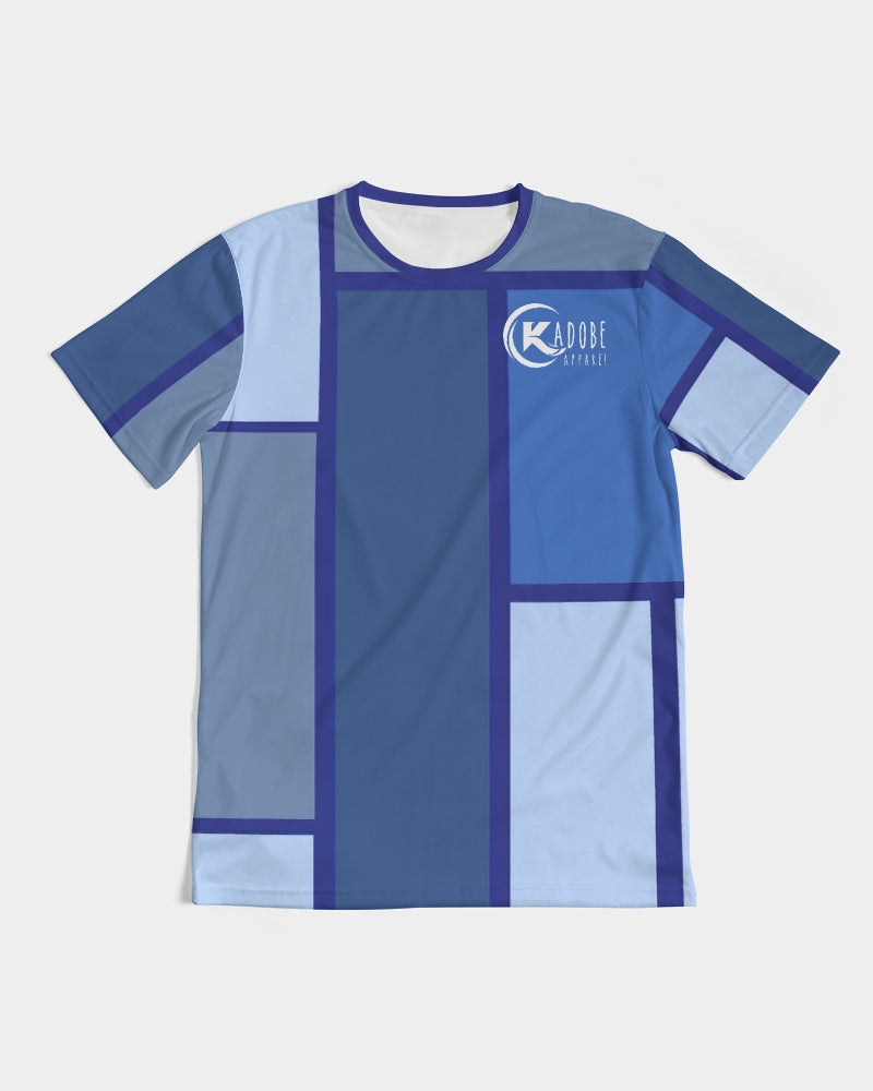 Exclusive Kadobe Abstract Blue Boxes Short Sleeve Crew Neck T Shirt