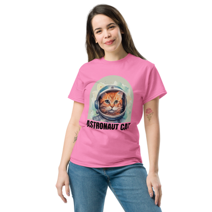 Comfortable Women's Astronaut Cat Lover Soft Cotton Short Sleeve T-Shirt