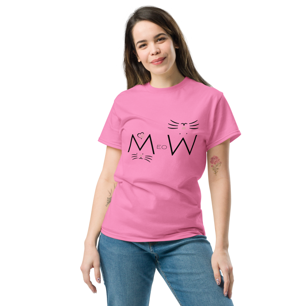 Women Classic MEOW Cat Graphic Tee | Adorable Pet Lover Shirt