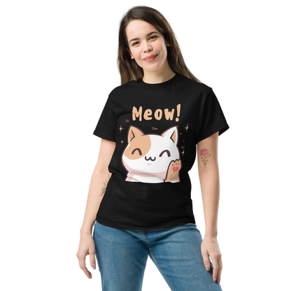 Women's Meow! Waving Cat T-Shirt | Cute Pet Tee