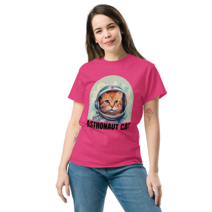 Comfortable Women's Astronaut Cat Lover Soft Cotton Short Sleeve T-Shirt