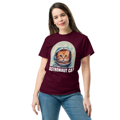 Comfortable Women's Astronaut Cat Lover Soft Cotton Short Sleeve T-Shirt
