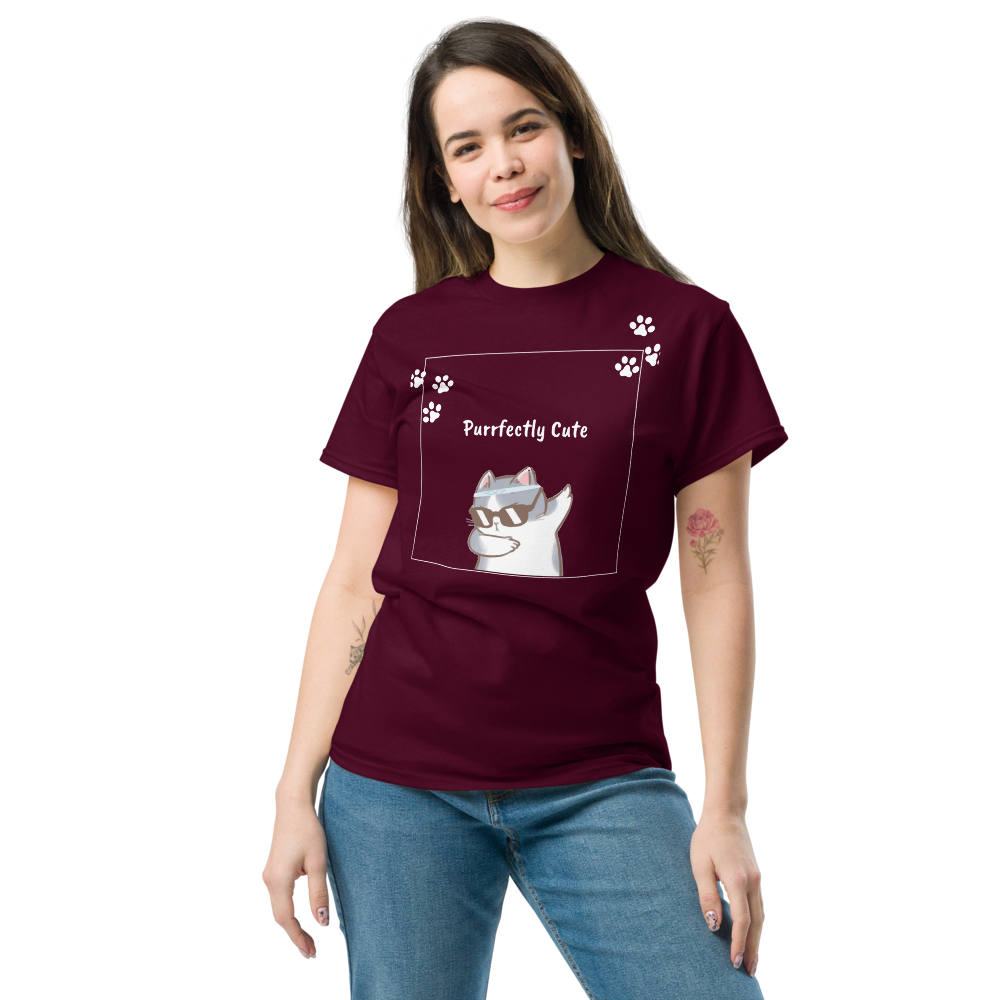 Stylish Women's Purrfectly Cute Cat T-Shirt Kitty Paw Print Tee