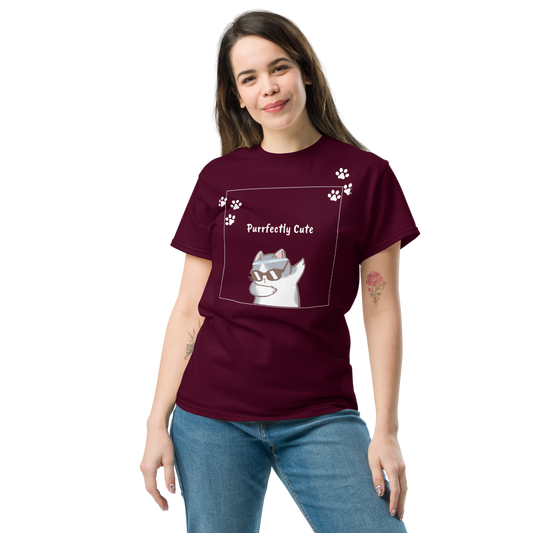 Stylish Women's Purrfectly Cute Cat T-Shirt Kitty Paw Print Tee