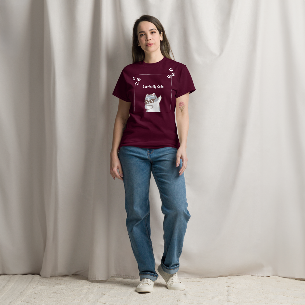 Stylish Women's Purrfectly Cute Cat T-Shirt Kitty Paw Print Tee