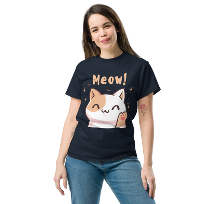 Women's Meow! Waving Cat T-Shirt | Cute Pet Tee