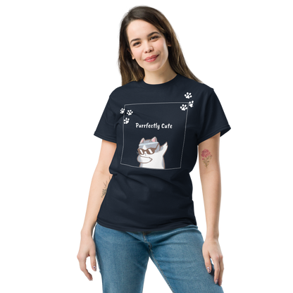 Stylish Women's Purrfectly Cute Cat T-Shirt Kitty Paw Print Tee