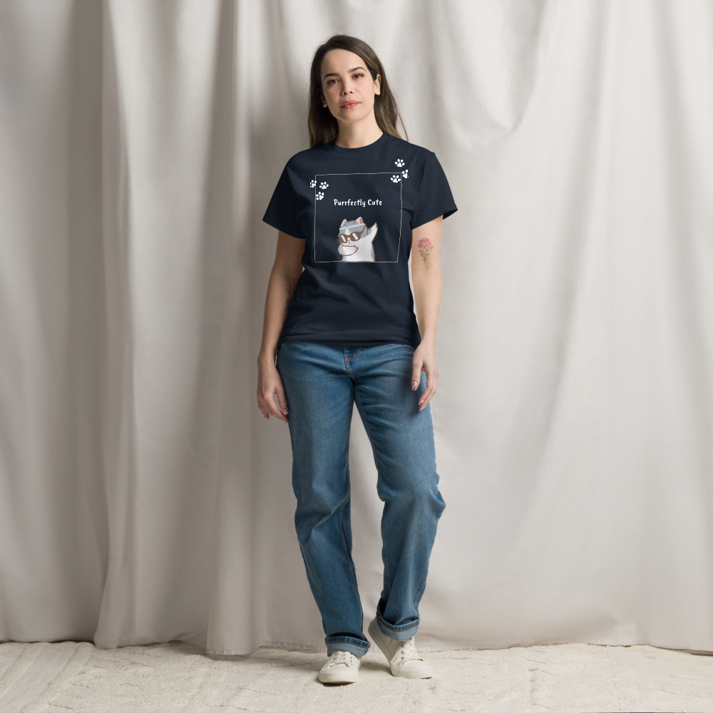 Stylish Women's Purrfectly Cute Cat T-Shirt Kitty Paw Print Tee