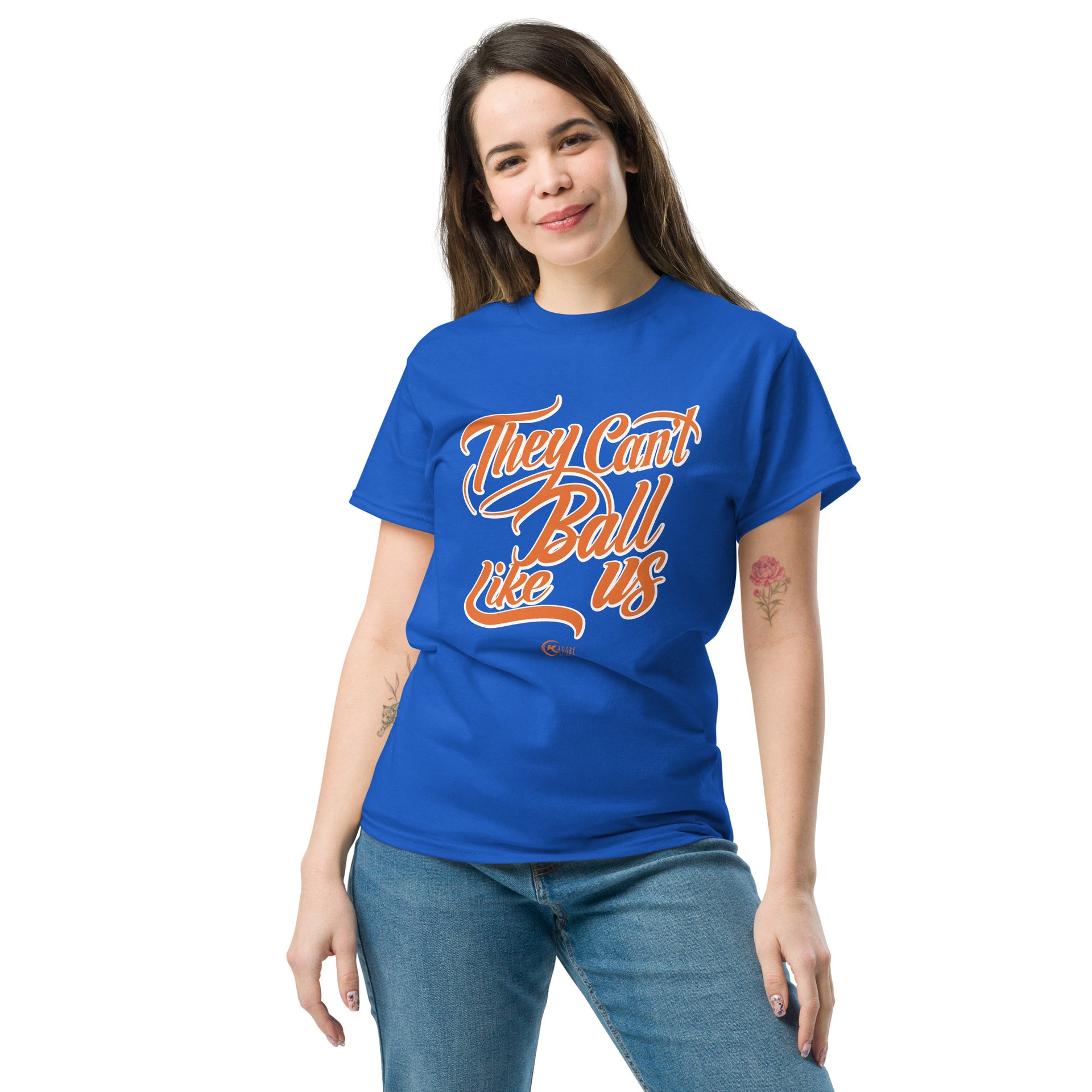 Unisex classic tee THEY CAN’T BALL LIKE US Blue and Orange GATORS