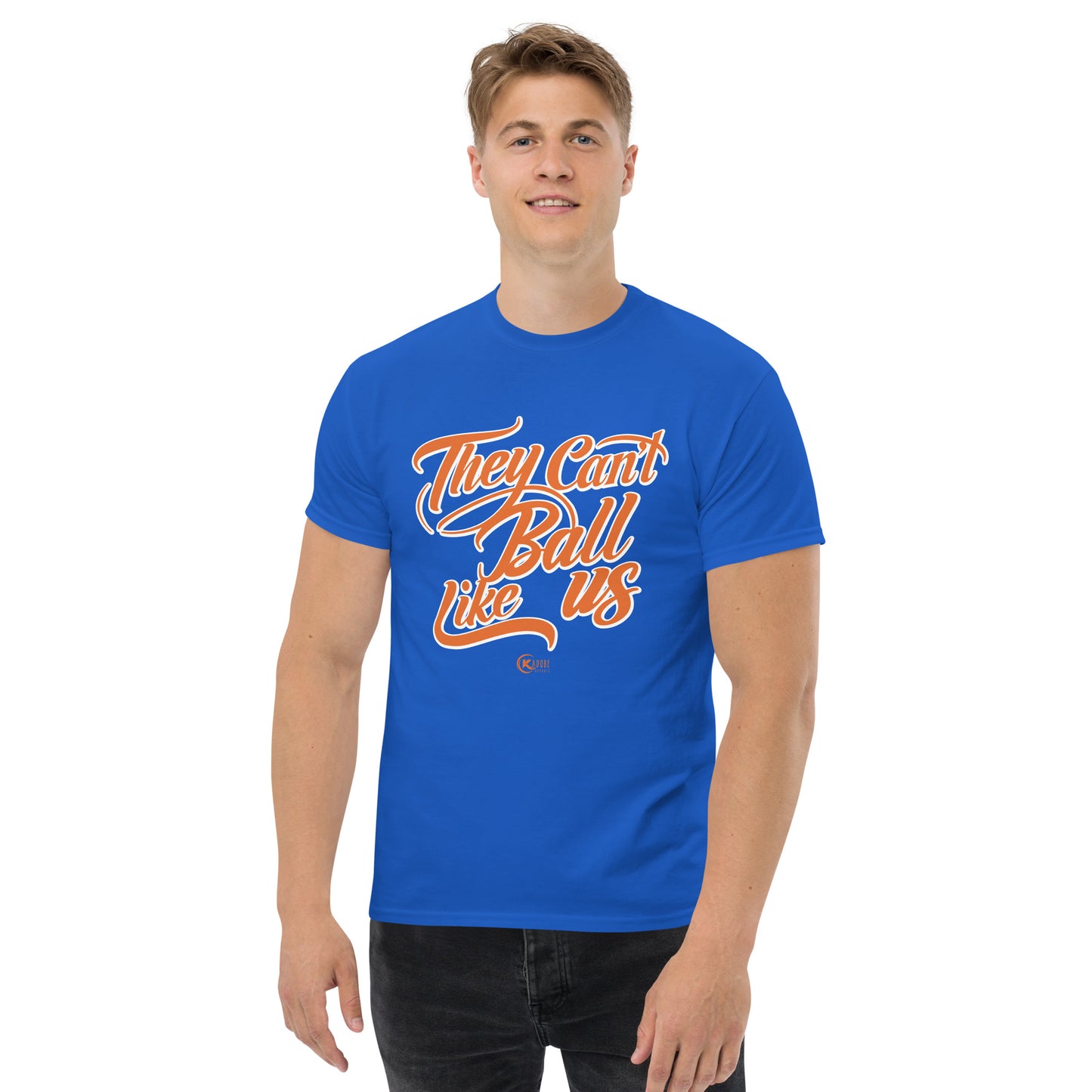Unisex classic tee THEY CAN’T BALL LIKE US Blue and Orange GATORS