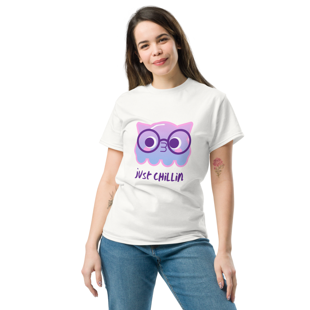 Women's Trendy Just Chillin T-Shirt | Cute Cartoon Character Short Sleeve Tee