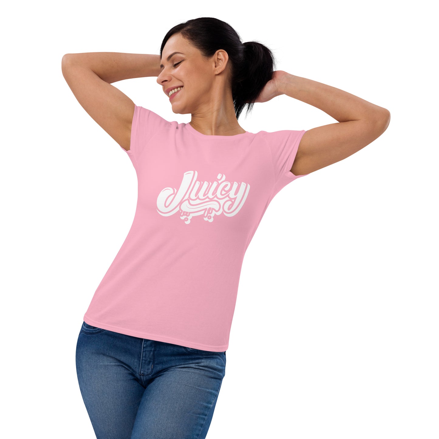 Women’s short sleeve t-shirt Pink and White Juicy
