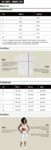 Kadobe Women's T Shirt Size Chart
